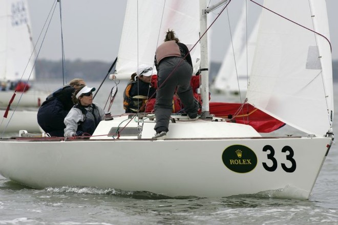 Bow: 33 Sail: tbd Class: J/22 Skipper/Crew: Anna Tunnicliffe, Plantation, Fl USA; Jean Sharp, Annapolis, Md USA; Liz Bower, Rochester, NY USA; Molly O’bryan, Annapolis, Md USA; Club: North Cape  - 2007 Rolex International Women’s Keelboat Championship  ©  Rolex / Dan Nerney