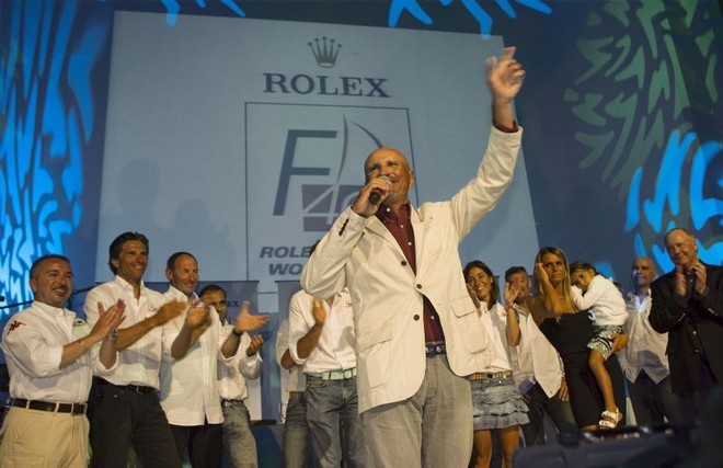 Vincenzo Onorato and the crew of MASCALZONE LATINO, winners of the 2008 Rolex Farr 40 World Championship <br />
2008 Rolex Farr 40 World Championship<br />
 ©  Rolex/Daniel Forster http://www.regattanews.com