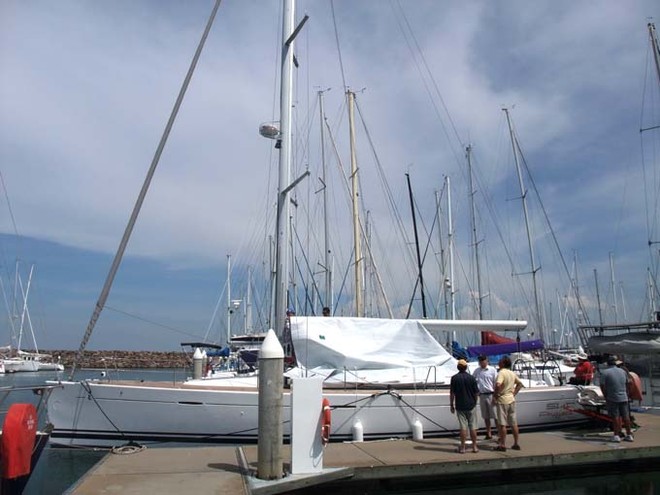 Everyone checks her out, before it’s off for sea trials with her new sails. - Melbourne to Vanuatu ©  John Curnow