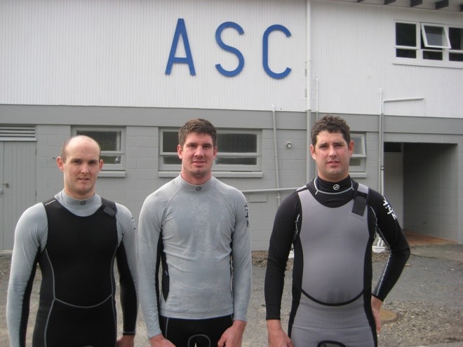 L to R: Dave Healy, Luke Gower, Chris Skinner - 2009 NZ 18ft skiff champions © Katrina Webster