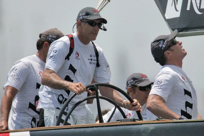 Ed Baird on the helm of Alinghi - 2007 America’s Cup Day 1 © Gilles Martin-Raget http://www.martin-raget.com/