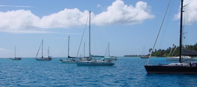 Anchorage at Baie dOpunohu - Sheraton in the background © BW Media
