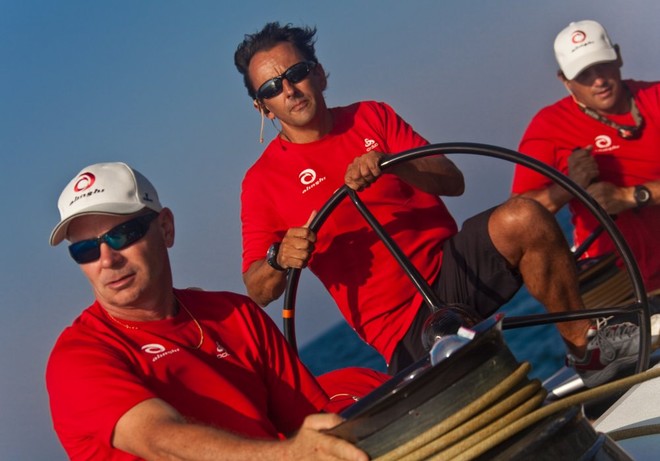 On board Alinghi 5 in Ras Al Khaimah &copy; Guido Trombetta/Team Alinghi