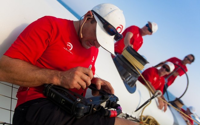 On board Alinghi 5 in Ras Al Khaimah &copy; Guido Trombetta/Team Alinghi