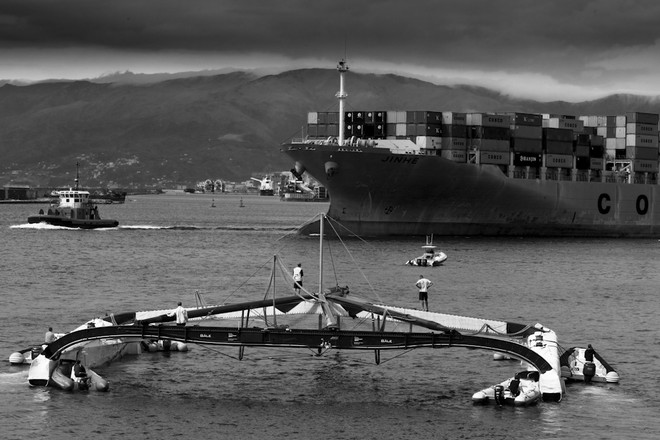 Genova ITA  ALINGHI 5 leaves Genoa to Ras Al Khaimah<br />
 © Carlo Borlenghi/ Alinghi http://www.alinghi.com