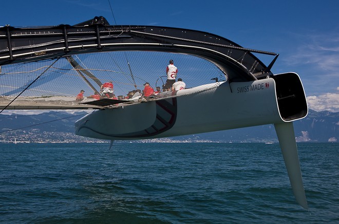 Second day of sailing for Alinghi 5 on Lake Geneva.<br />
 © Carlo Borlenghi/ Alinghi http://www.alinghi.com