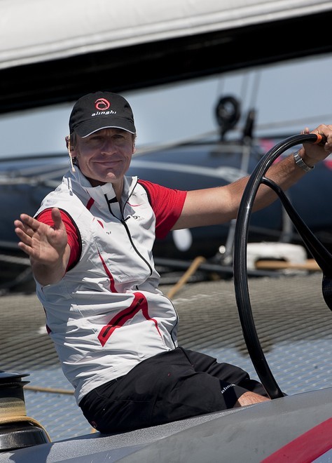 Second day of sailing for Alinghi 5 on Lake Geneva.<br />
Ernesto Bertarelli.<br />
 © Carlo Borlenghi/ Alinghi http://www.alinghi.com