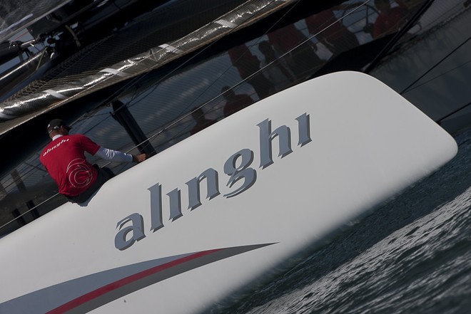 Second day of sailing for Alinghi 5 on Lake Geneva.<br />
 © Carlo Borlenghi/ Alinghi http://www.alinghi.com