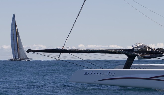 America’s Cup Valencia - USA-17 seen from Alinghi 5 © George Johns/Alinghi www.alinghi.com
