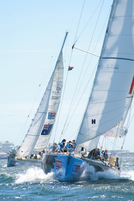 Cape Breton Island and Spirit of Australia at the start of race 4 of the Clipper Race 09-10 from Cape Town, South Africa to Geraldton, Western Australia.<br />
<br />
 © Clipper Ventures PLC . http://www.clipperroundtheworld.com
