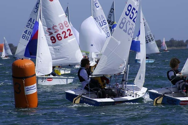 International Cadet Australian Championships - Odyssey (Skipper Joel Aulich with Jarad Cavanagh as crew - International Cadet Australian Championships, Royal Geelong Yacht Club,Victoria © Teri Dodds http://www.teridodds.com