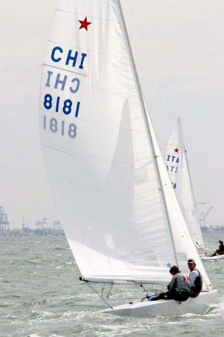 The towering rig of the two man Olympic keelboat is evident in this shot of the Chilean crew. © Chris Ray:Shutterfly.com www.crayivp.com