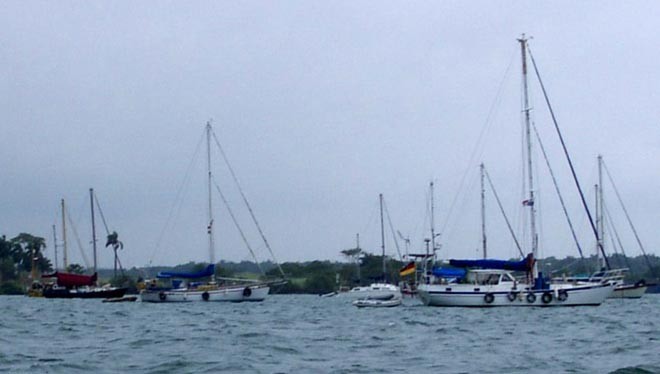 ’The Flats’ showing yacht readied with tyres to go through the Panama Canal © SW