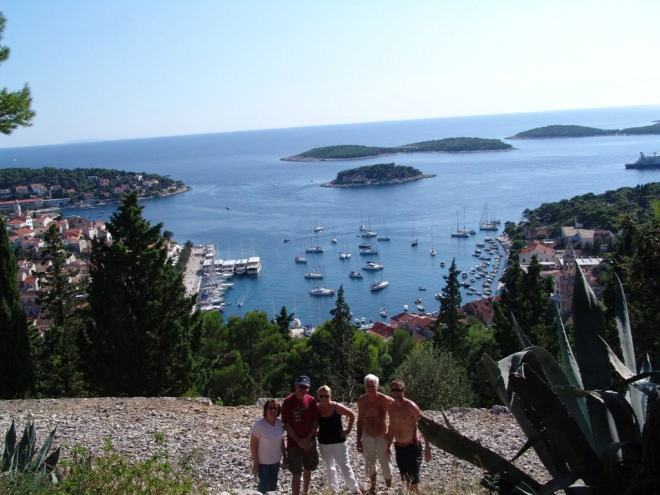 Crew of five in Hvar  © Ian & Andrea Treleaven