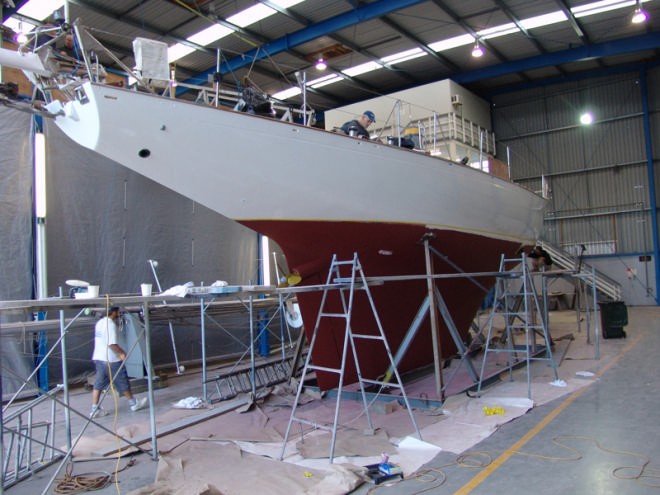 Gipsy Moth IV is nearly ready for her re-launching after being wrecked. © Richard Gladwell www.photosport.co.nz