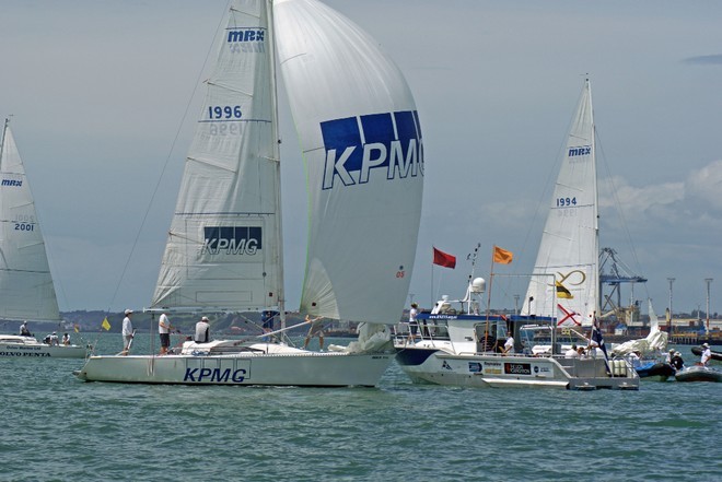 Adrian Short finishes on Day 1 of the 2008 New Zealand Match Racing Championships © Richard Gladwell www.photosport.co.nz