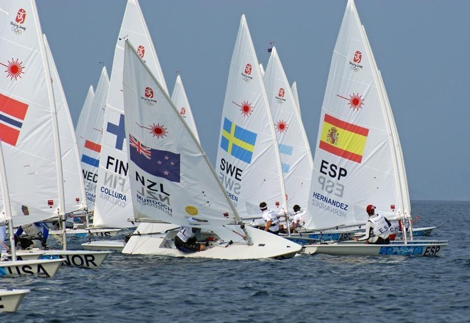 Laser Mens start 2008 Olympic Games © Richard Gladwell www.photosport.co.nz