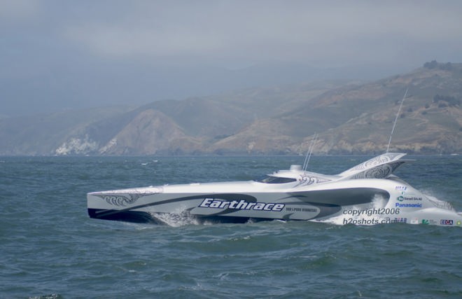 Earthrace at speed in San Francisco © Erik Simonson/ h2oshots.com