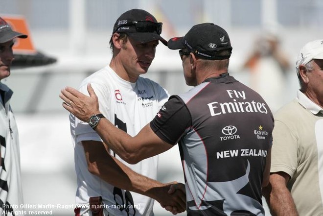 Dalton congratulates Bertarelli - 32nd America’s Cup  © Gilles Martin-Raget http://www.martin-raget.com/