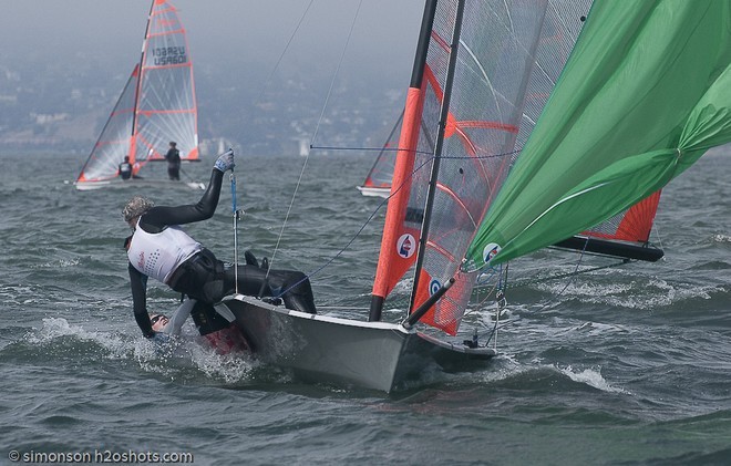Day 2 US 29er Nationals, San Francisco Bay. Hieneken Crash-002 © Erik Simonson/ h2oshots.com
