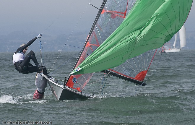 Day 2 US 29er Nationals, San Francisco Bay. Hieneken Crash-005 © Erik Simonson/ h2oshots.com