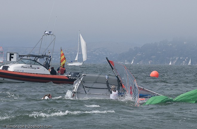 Day 2 US 29er Nationals, San Francisco Bay. Hieneken Crash-007 © Erik Simonson/ h2oshots.com