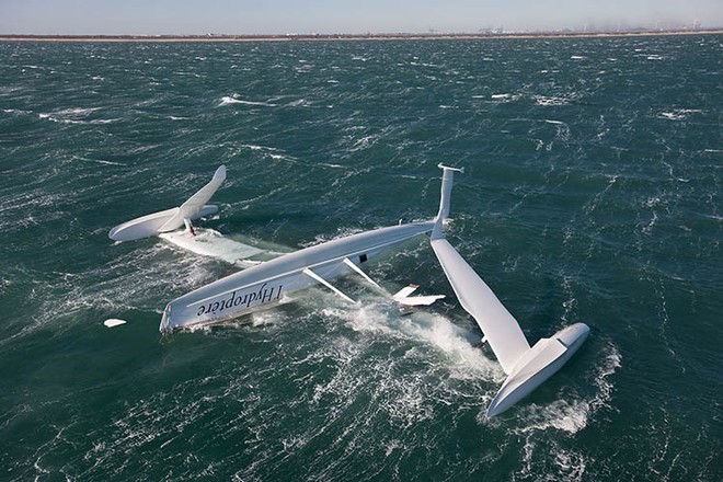 l’Hydroptere after capsizing on 20 December 2008 © Gilles Martin-Raget / Hydroptere