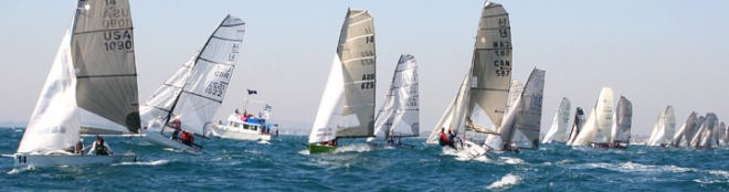 <b>International 14 boats find a wet and windy start for second race of their Worlds Monday. </b><br />
 © Rich Roberts http://www.UnderTheSunPhotos.com