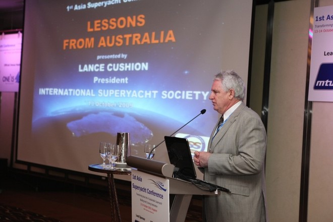 Lance Cushion spoke of the Australian experience and represented the International Superyacht Society.  © MIAA