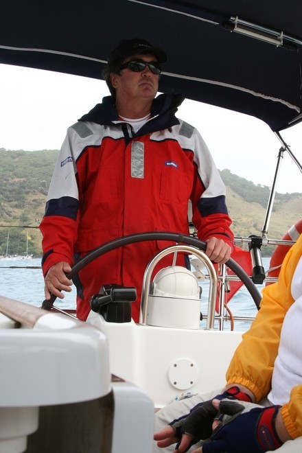 Michael looking the part on the helm © Sail-World.com /AUS http://www.sail-world.com