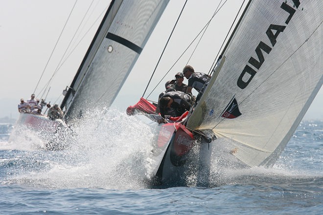 Luna Rossa Challenge trail Emirates Team New Zealand. Louis Vuitton Cup final day.  © Ingrid Abery http://www.ingridabery.com