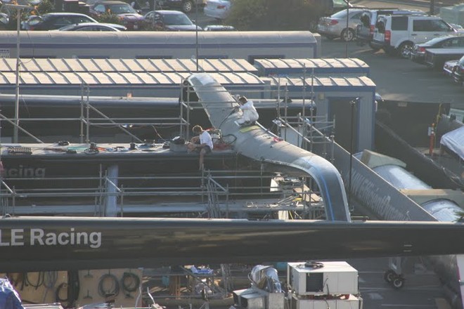 After beam on BOR90/USA after she emerges from the builder’s shed - San Diego 24 October 2009 © Kazenotayori