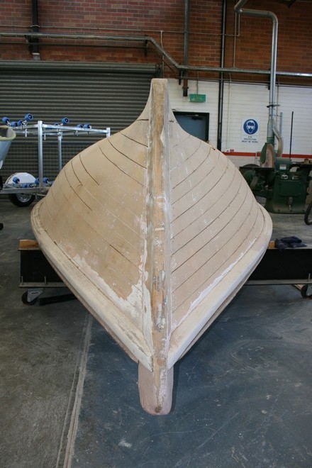 A boat built by TAFE teacher Ewen Sutherland with his Dad about 45 years ago, now in the workshop for a new generation of students to work on © Helen Hopcroft