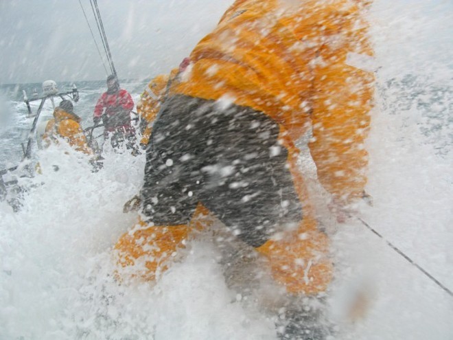 Green Dragon crew battle the elements © Guo Chuan/Green Dragon Racing/Volvo Ocean Race http://www.volvooceanrace.org