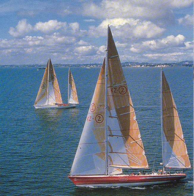 Steinlager II, the real thing, with Fisher and Paykel in the background on Auckland’s Hauraki Gulf © SW
