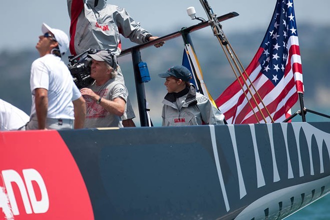 Watching the film crew grab some insert material for the live outside broadcast of the Louis Vuitton Pacific Series © BMW Oracle Racing Photo Gilles Martin-Raget http://www.bmworacleracing.com