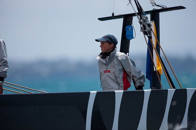 Does it get any better than this? Checking out Russell Coutt’s helming style BMW Oracle Racing. © BMW Oracle Racing Photo Gilles Martin-Raget http://www.bmworacleracing.com