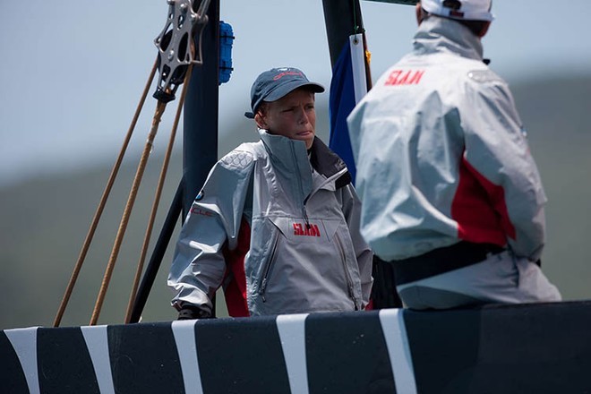 Having a chat with one of the BMW Oracle Racing afterguard  Louis Vuitton Pacific Series  © BMW Oracle Racing Photo Gilles Martin-Raget http://www.bmworacleracing.com