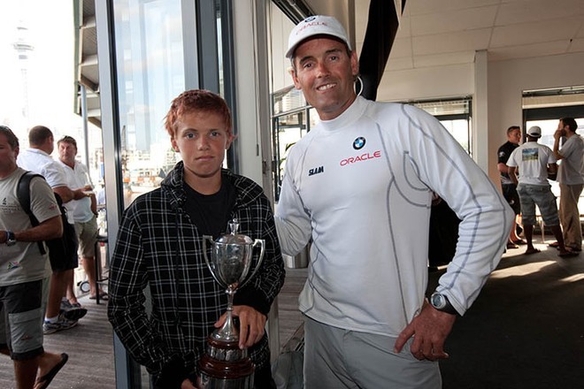 These two have three P-class trophies between them. And the guy on the left has won more than the guy on the right. Double P-class champion, Oscar Rorvik, with Tanner Cup winner (1978) Russell Coutts after Practice in the Louis Vuitton Pacific Series © BMW Oracle Racing Photo Gilles Martin-Raget http://www.bmworacleracing.com