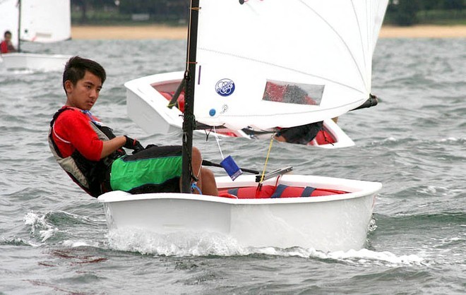 Luke Tan, Singapore National Optimist Champ, presently leading IODA Champs © SingaporeSailing