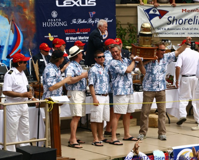 Jeffery Woods and crew of Spitfire celebrate winning the Ancient Mariner class © Rich Roberts http://www.UnderTheSunPhotos.com