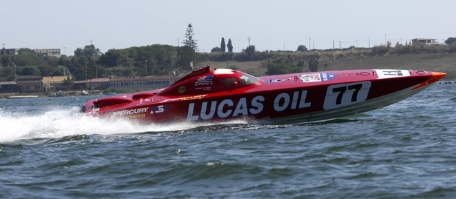 Lucas Oil Outerlimits racing in the Powerpole of the Powerboat P1 World Championships in Syracuse, Sicily.<br />
Copyright onEdition 2009©<br />
 © Powerboat P1 World Championship http://www.powerboatp1.com