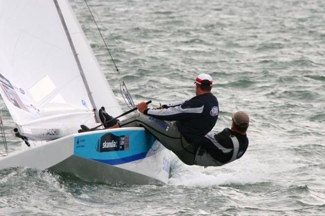 Iain Percy and Steve Mitchell (GBR) had a mare of a day at San Francisco finishing 35th. © Chris Ray:Shutterfly.com www.crayivp.com