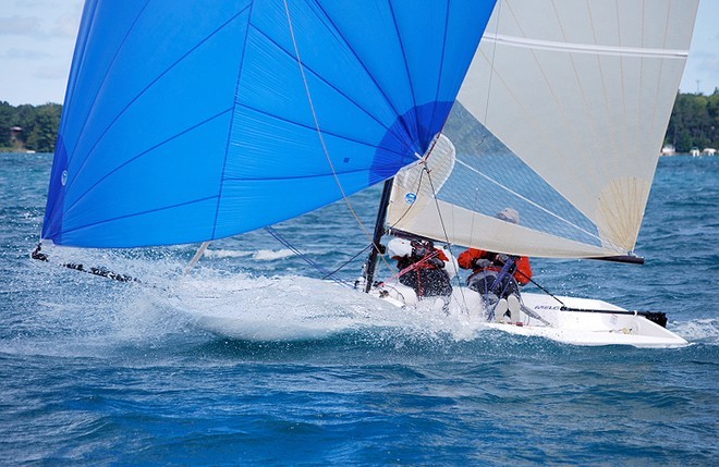 Second overall, Coye Harrett with crew Meg Six jet downwind - 2009 Melges 17 U.S. National Championship © Andy Burdick