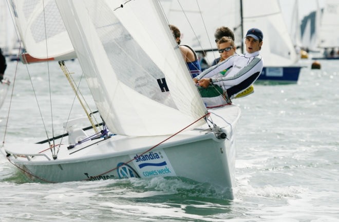 Franco and Marco Cavallini racing Laser SB3 class boat La Dolce Vita on day<br />
1 of racing at Skandia Cowes Week 2006.<br />
 © onEdition http://www.onEdition.com