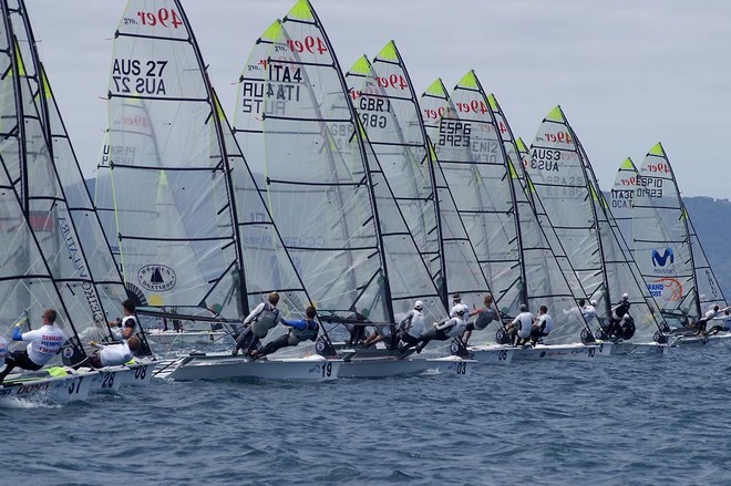 Gold fleet race start -  - 49er World Championships - Sorrento Sailing Couta Boat Club, Australia © Teri Dodds http://www.teridodds.com