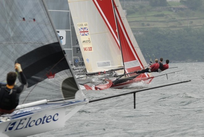 /Sail Addicction Elcotec (ITA) chasing Pica (GBR) 2008 18 footer European Season Lake Como © Christophe Favreau http://christophefavreau.photoshelter.com/