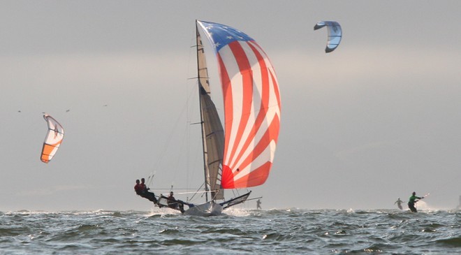 Skiffs and kites -Ronstan Bridge to Bridge Race San Francisco © Crosbie Lorimer http://www.crosbielorimer.com