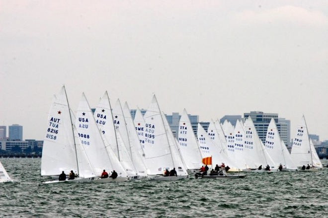 Start of the 2006 Star Worlds. NZL crews finished first and third in the first race. © Chris Ray:Shutterfly.com www.crayivp.com