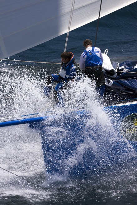 Skandia bow crew getting wet - Start - 2008 Rolex Sydney to Hobart ©  Andrea Francolini Photography http://www.afrancolini.com/